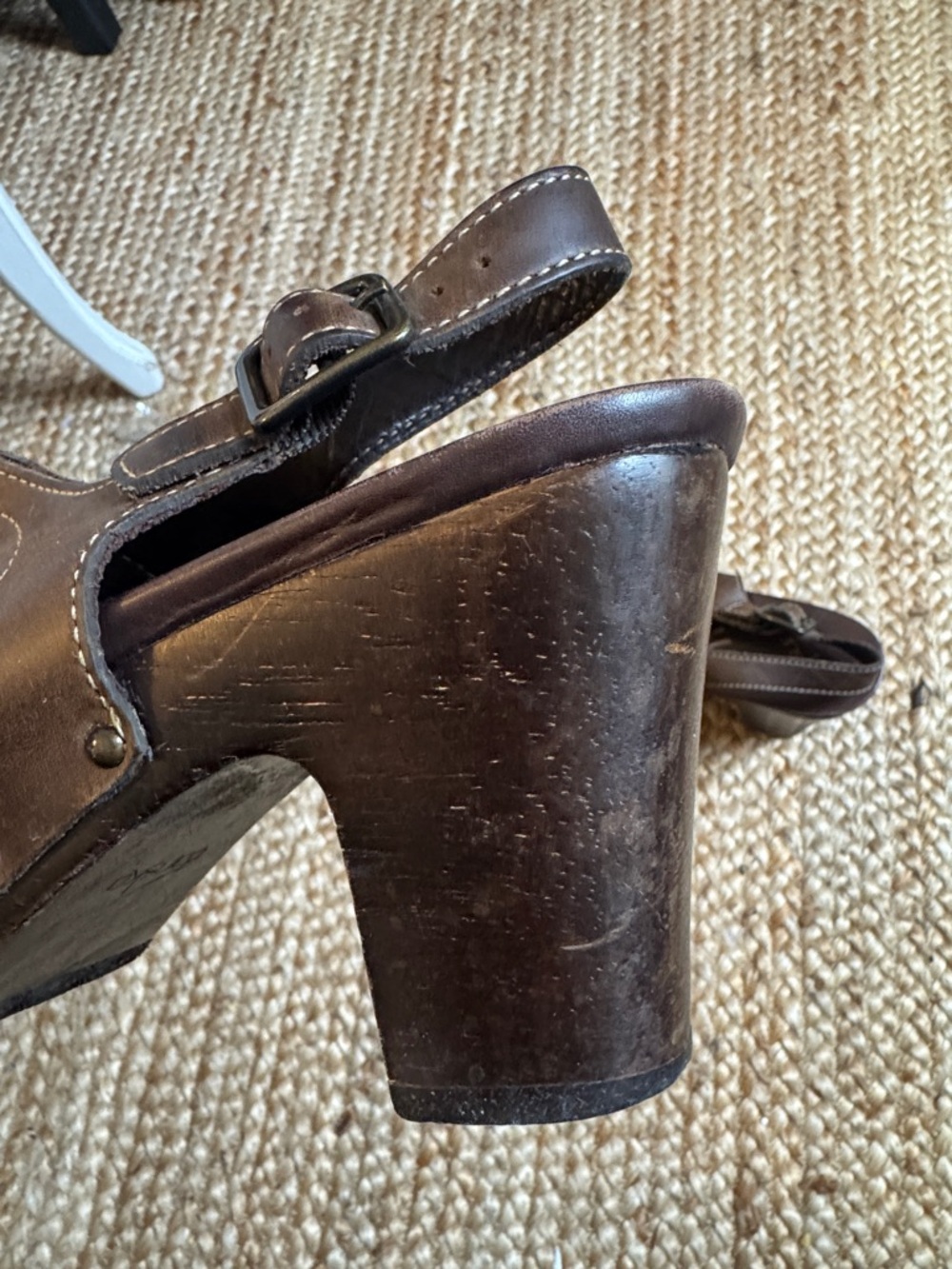 Dansko 41 Brown Rowena Slingback Sandals Dark Brown Wool Heel - Picture 6 of 7